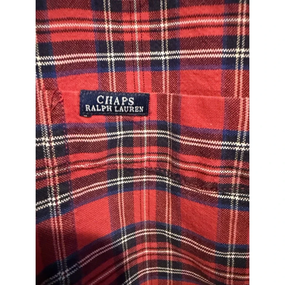 Vintage 90's CHAPS Ralph Lauren Shirt Mens XXL Plaid Long Sleeve Red Button Down - Picture 2 of 8
